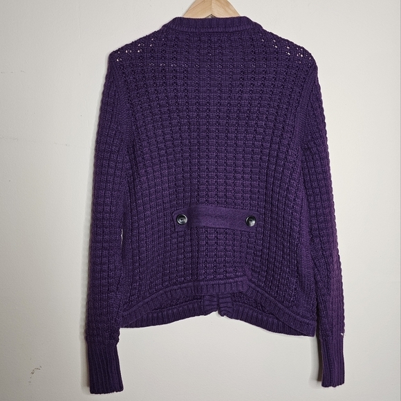 Eddie Bauer Deep Purple Chunky Knit Cardigan Size Large - Picture 4 of 6